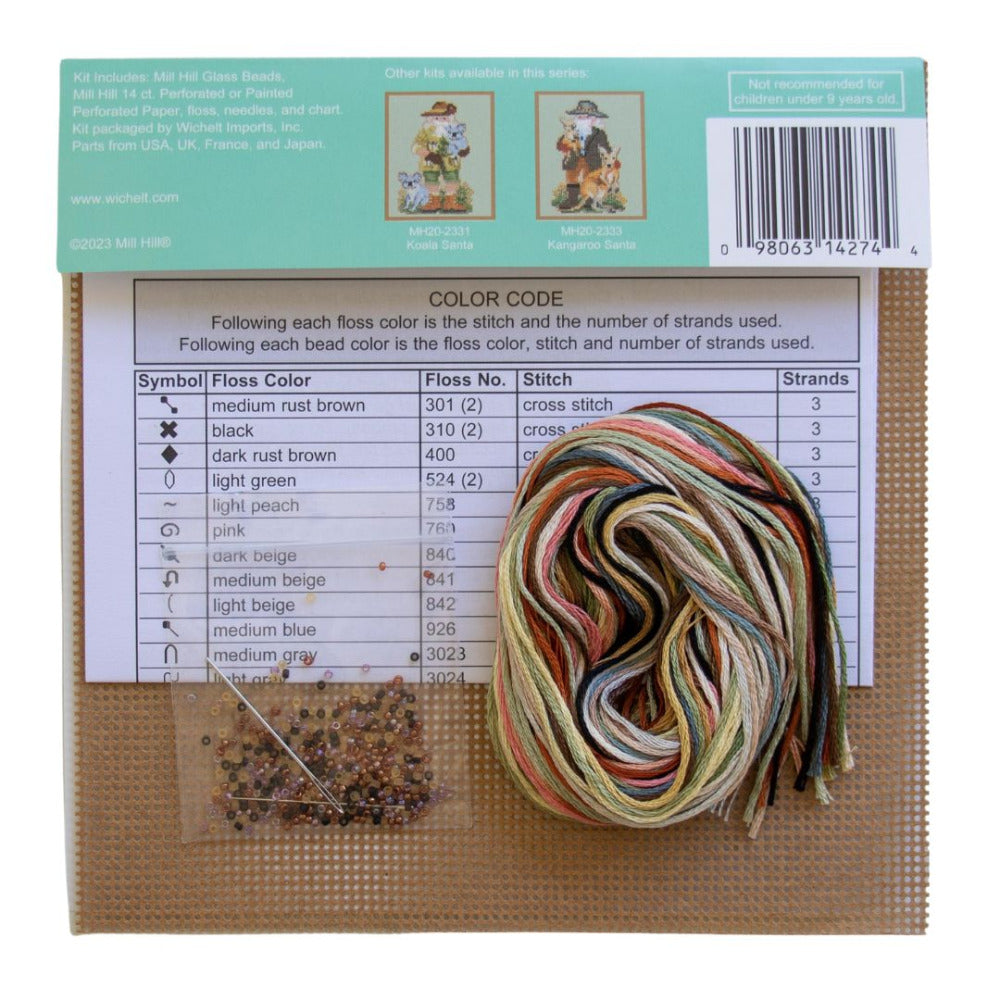 Mill Hill MH20-2332 Kiwi Santa Counted Cross Stitch Kit Contents