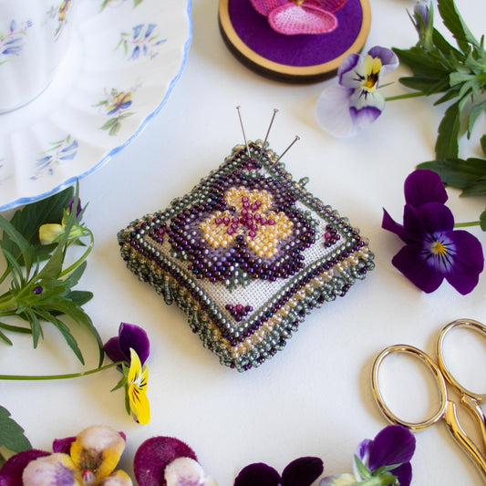 Mill Hill MHBPP3 Pansy Petals Pin Pillow Counted Cross Stitch Kit