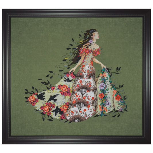 Mirabilia Blackbird Counted Cross Stitch Pattern with Embellishment Pack