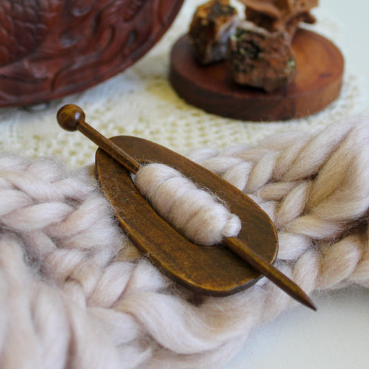 Oval 85mm Asymmetric Timber Shawl Pin