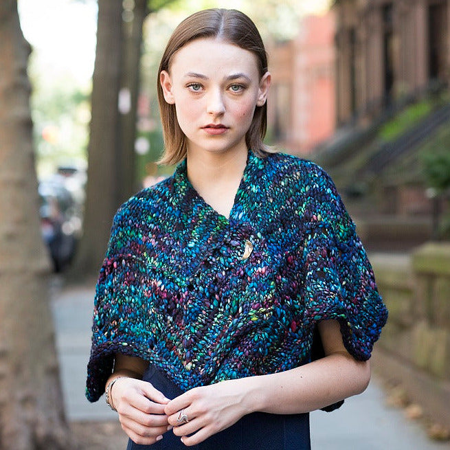Park Place Pointed Edge Shawl, designed by Debbie O'Neill, intermediate level using Malabrigo Caracol