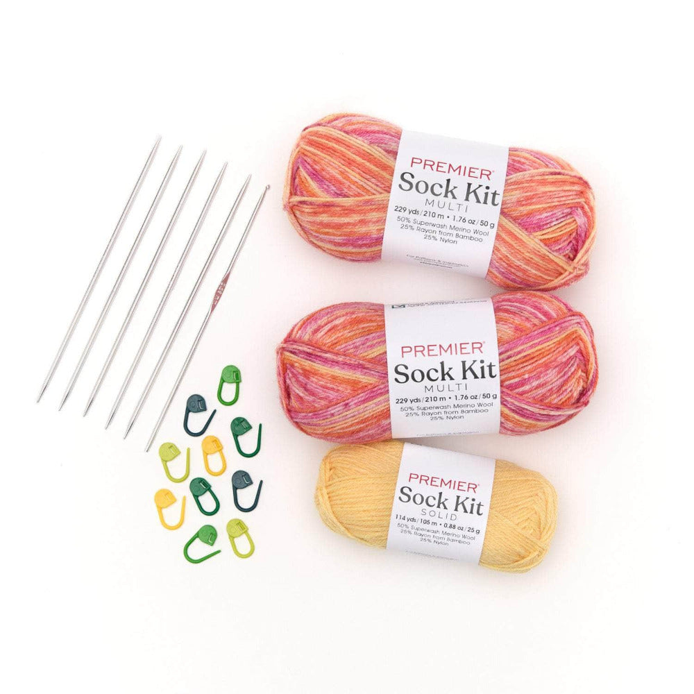 Premier Yarns Sock Kit (Knit or Crochet) - Citrus and Sunshine