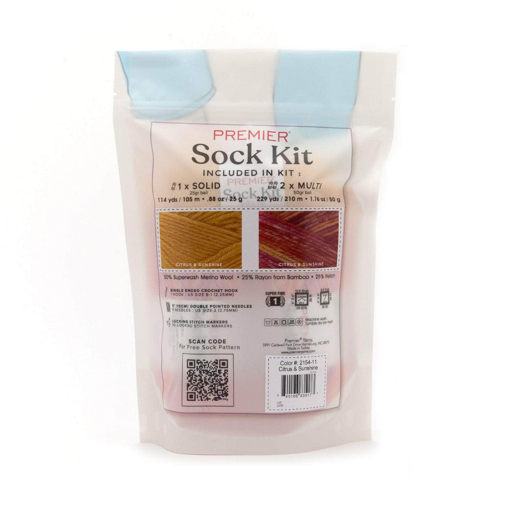 Premier Yarns Sock Kit (Knit or Crochet) - Citrus and Sunshine