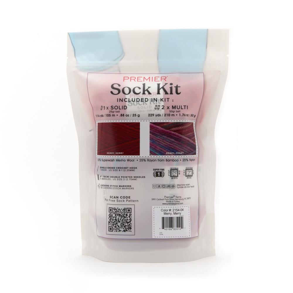 Premier Yarns Sock Kit (Knit or Crochet) - Merry Merry