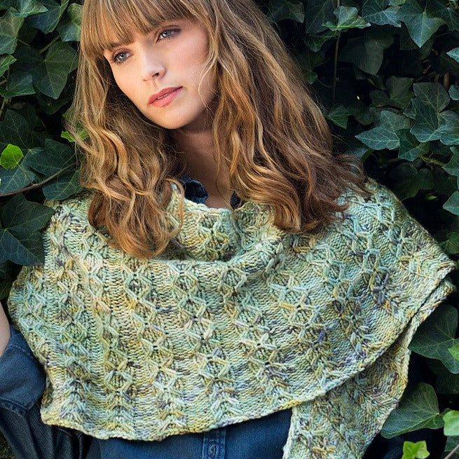 Prospect Park Circle Shawl designed by Susan Ashcroft, intermediate level using Malabrigo Worsted.