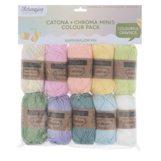 Scheepjes Catona and Chroma Minis Colour Pack Marshmallow Mix