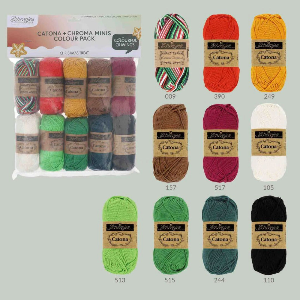 Scheepjes Catona and Chroma Minis Colour Pack Christmas Treat