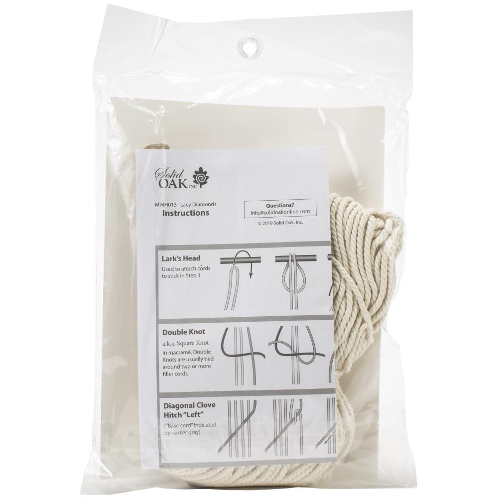 Solid Oak "Lacy Diamonds" Macramé Wall Hanging Kit