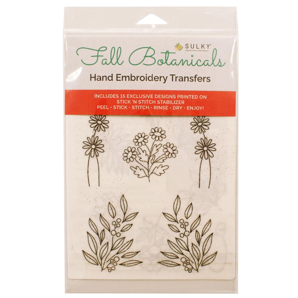 Sulky Stick 'n Stitch Water-Soluble Embroidery Transfers - Fall Botanicals