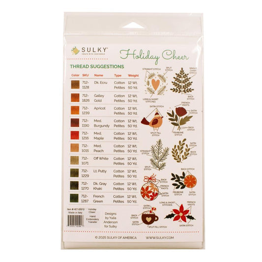 Sulky Stick 'n Stitch Water-Soluble Embroidery Transfers - Christmas Cheer