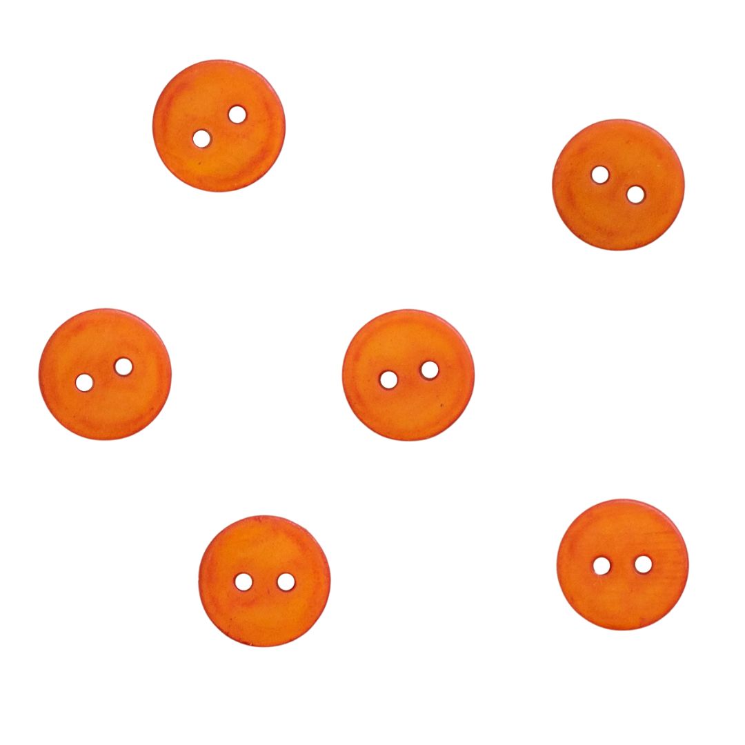 Orange Round Shell Two Hole Button 13mm