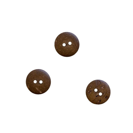 Round Coconut Shell Two Hole Raised Flower Button 15mm reverse