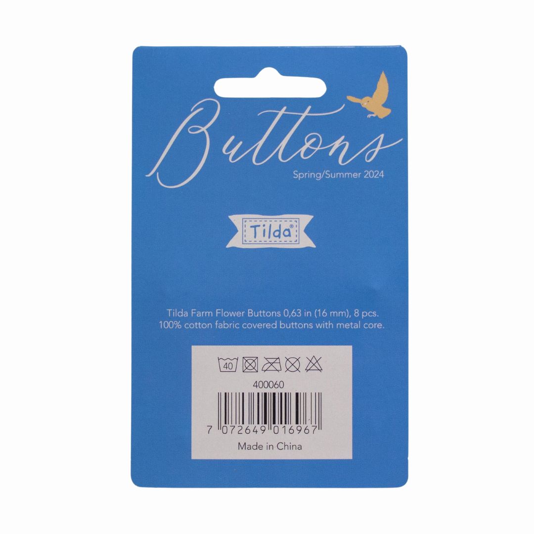 Tilda Farm Flower Buttons Set of Eight 16mm