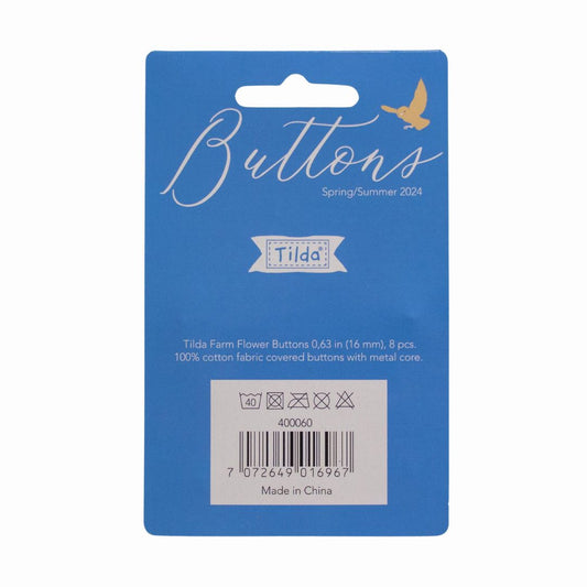 Tilda Farm Flower Buttons Set of Eight 16mm