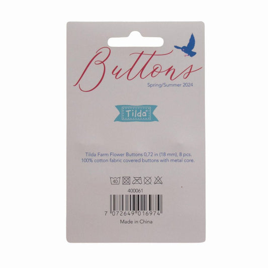 Tilda Farm Flower Buttons Set of Eight 18mm