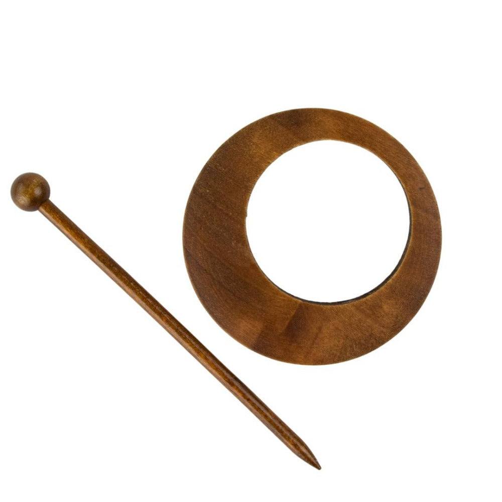 278638-2 Round 80mm Asymmetric Timber Shawl Pin