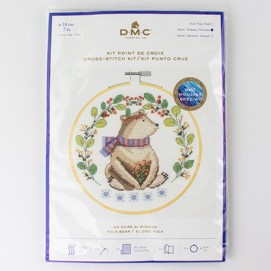 DMC BK1927 Folk Bear Counted Cross Stitch Kit