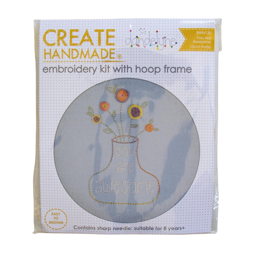 "You Are Awesome" Embroidery Kit with Hoop Frame
