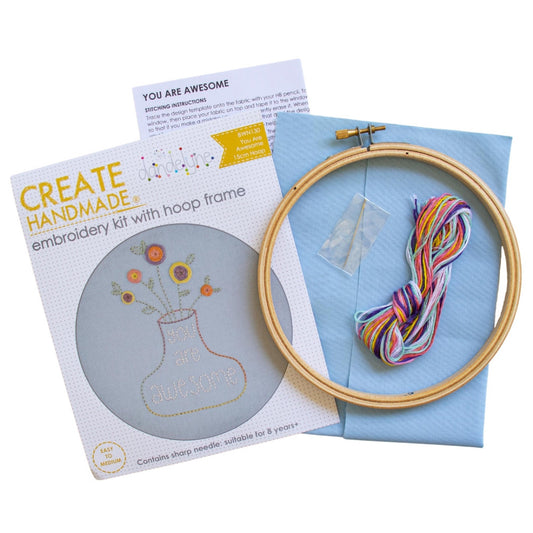 "You Are Awesome" Embroidery Kit with Hoop Frame