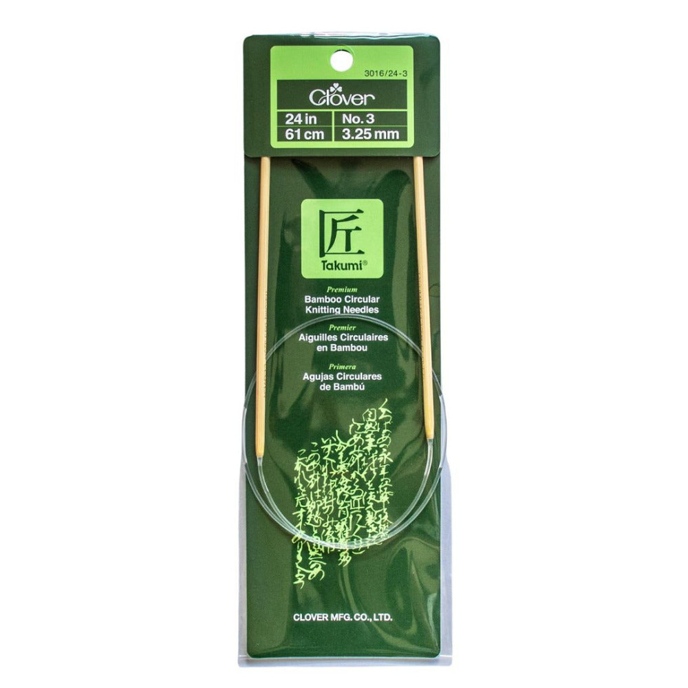 Clover Takumi Bamboo Fixed Circular Knitting Needle 3.25mm/61cm
