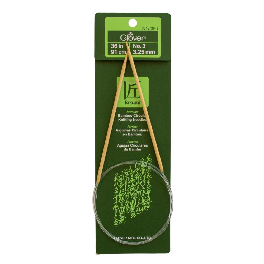 Clover Takumi Bamboo Fixed Circular Knitting Needle 3.25mm/91cm