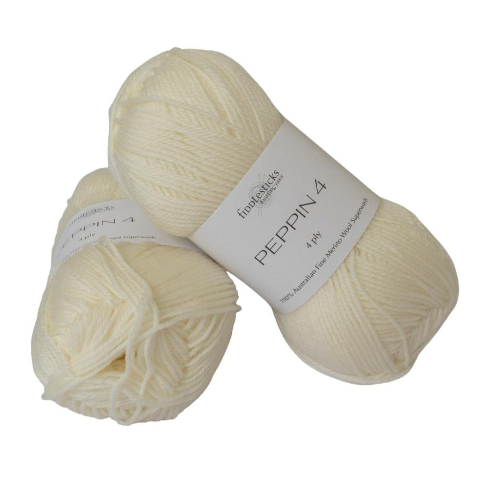 Fiddlesticks Peppin Fine Merino 4 Ply 402 Cream