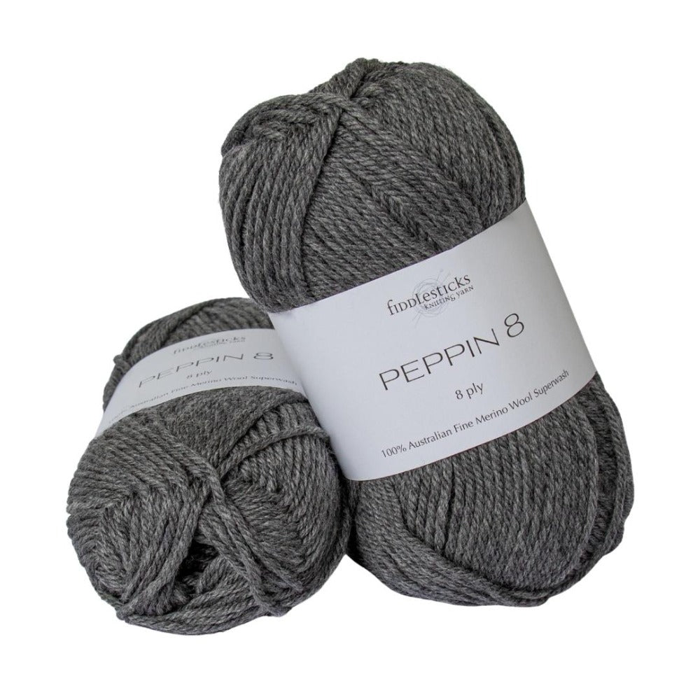 Fiddlesticks Peppin Fine Merino 8 Ply 839 Mid Grey