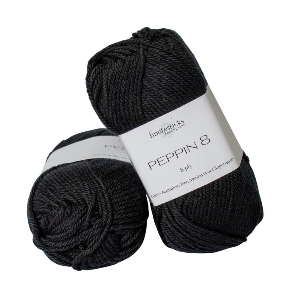 Fiddlesticks Peppin Fine Merino 8 Ply 840 Black