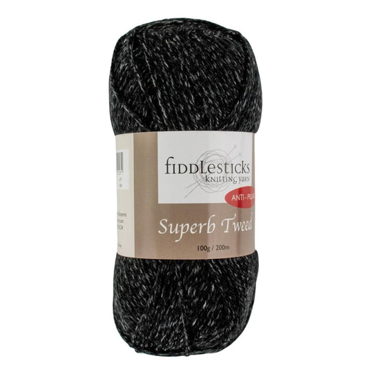 Fiddlesticks Superb Tweed 10 Ply 75112 Black