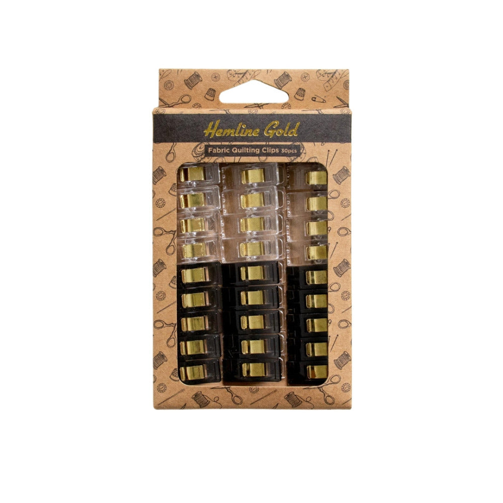 Hemline Gold Fabric Quilt Clips Pack of 30