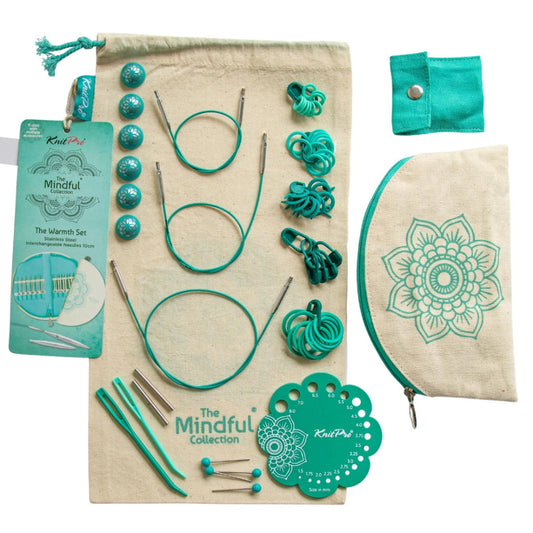 KnitPro The Mindful Collection "The Warmth Set" of Interchangeable Circular Knitting Needle Tips -10cm, Cables and Accessories