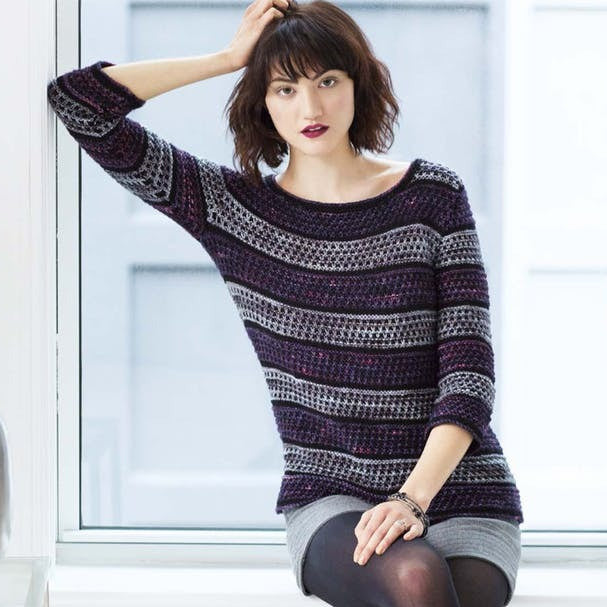 Malabrigo Book 10 Rios Silicon Alley Textured Striped Pullover