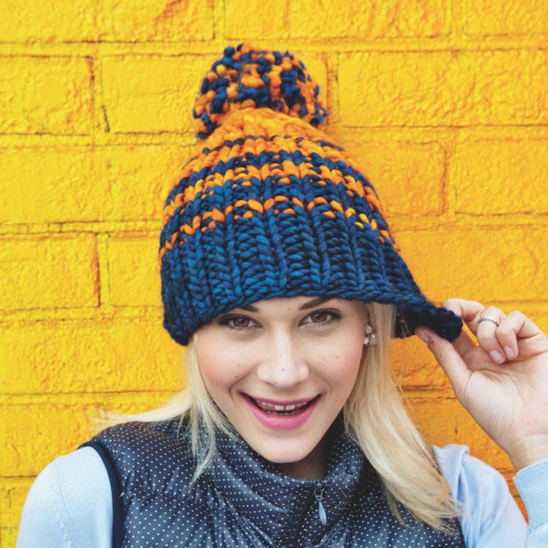 Malabrigo Book 7 "Rasta in Brooklyn" Bushwick Ribbed Hat with Pom Pom
