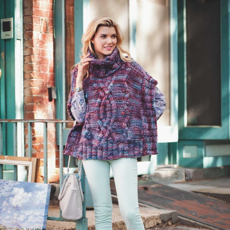 Malabrigo Book 7 "Rasta in Brooklyn" Williamsburg Cabled Poncho