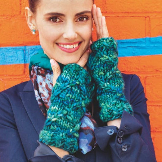 Malabrigo Book 7 "Rasta in Brooklyn" Navy Yard Cabled Wristers
