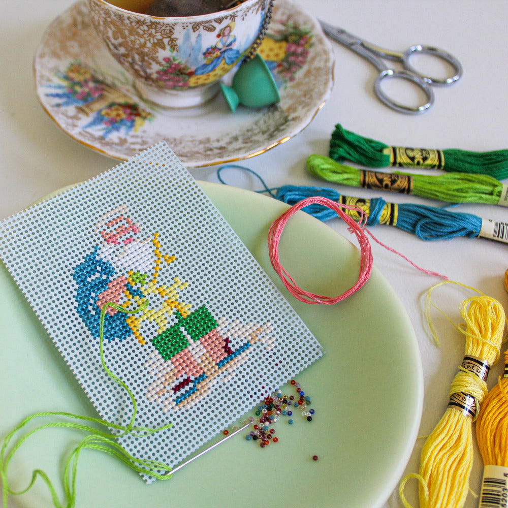 Mill Hill MH18-2034 Santa Cruise Counted Cross Stitch Kit in progress