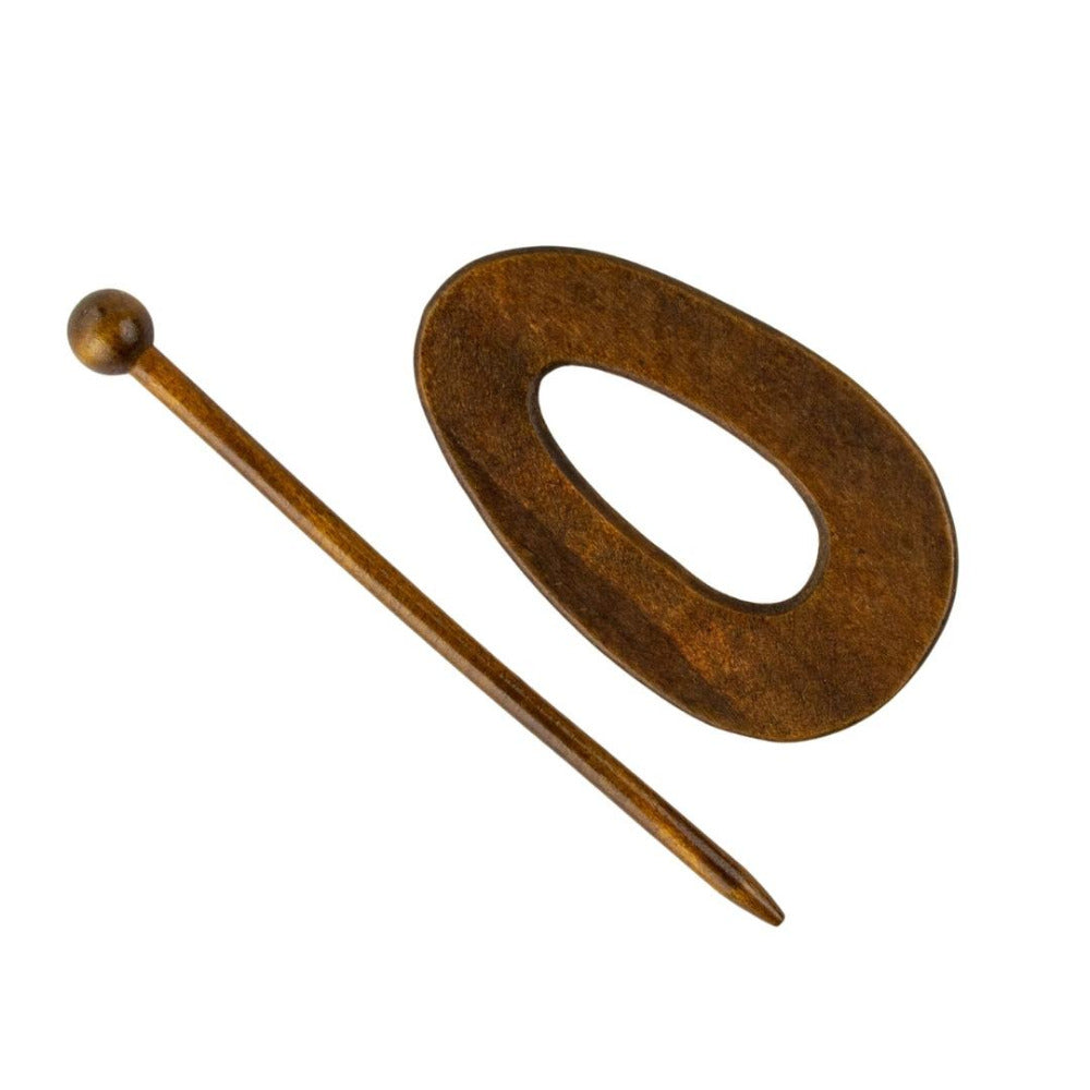 278640-2 Oval 85mm Asymmetric Timber Shawl Pin