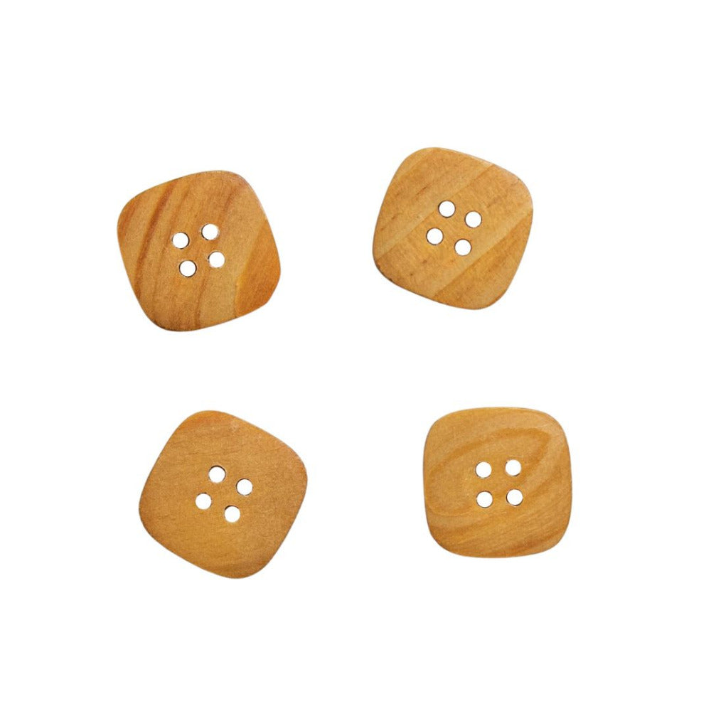 Square Timber Button with Four Holed Round Centre 20mm reverse
