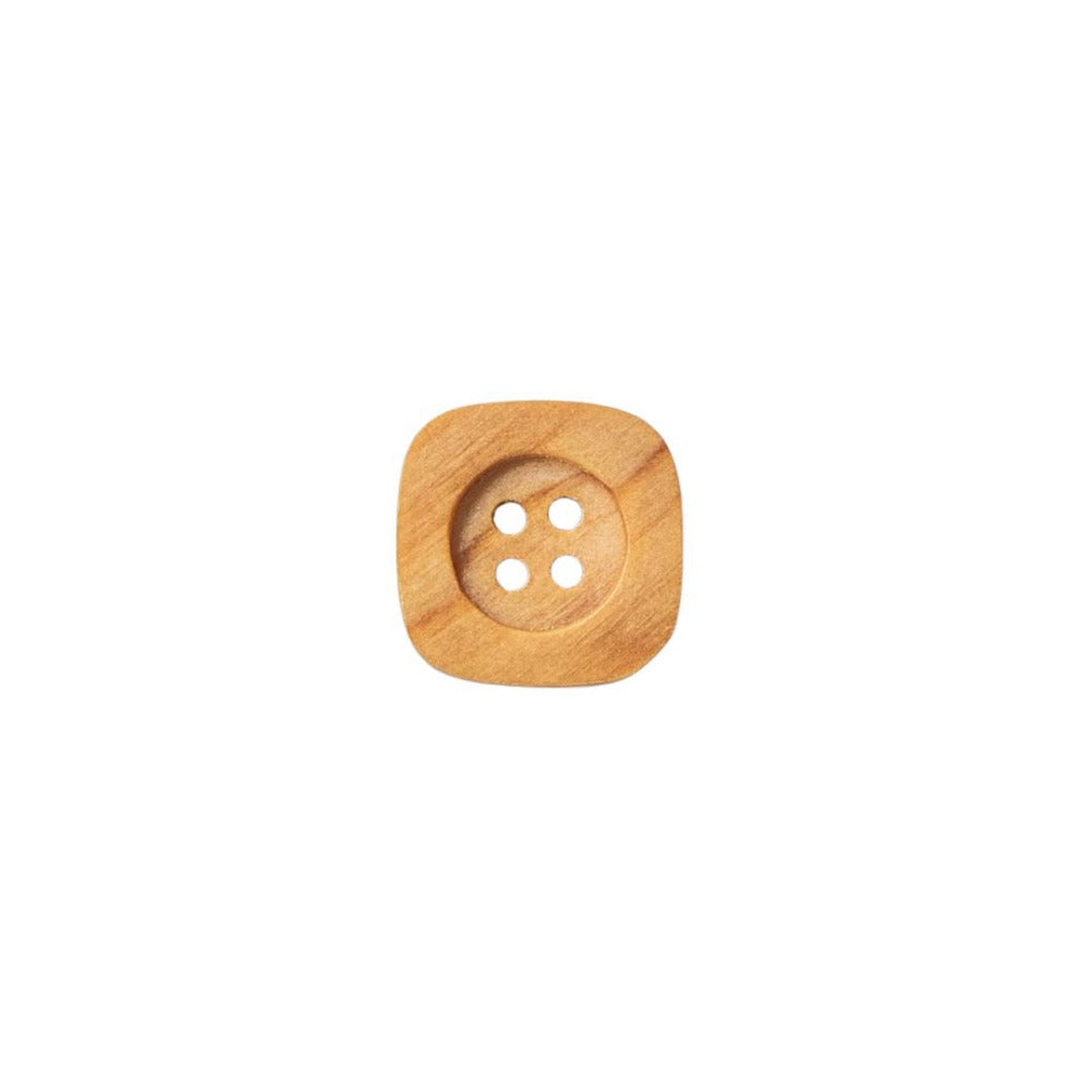 Square Timber Button with Four Holed Round Centre 20mm