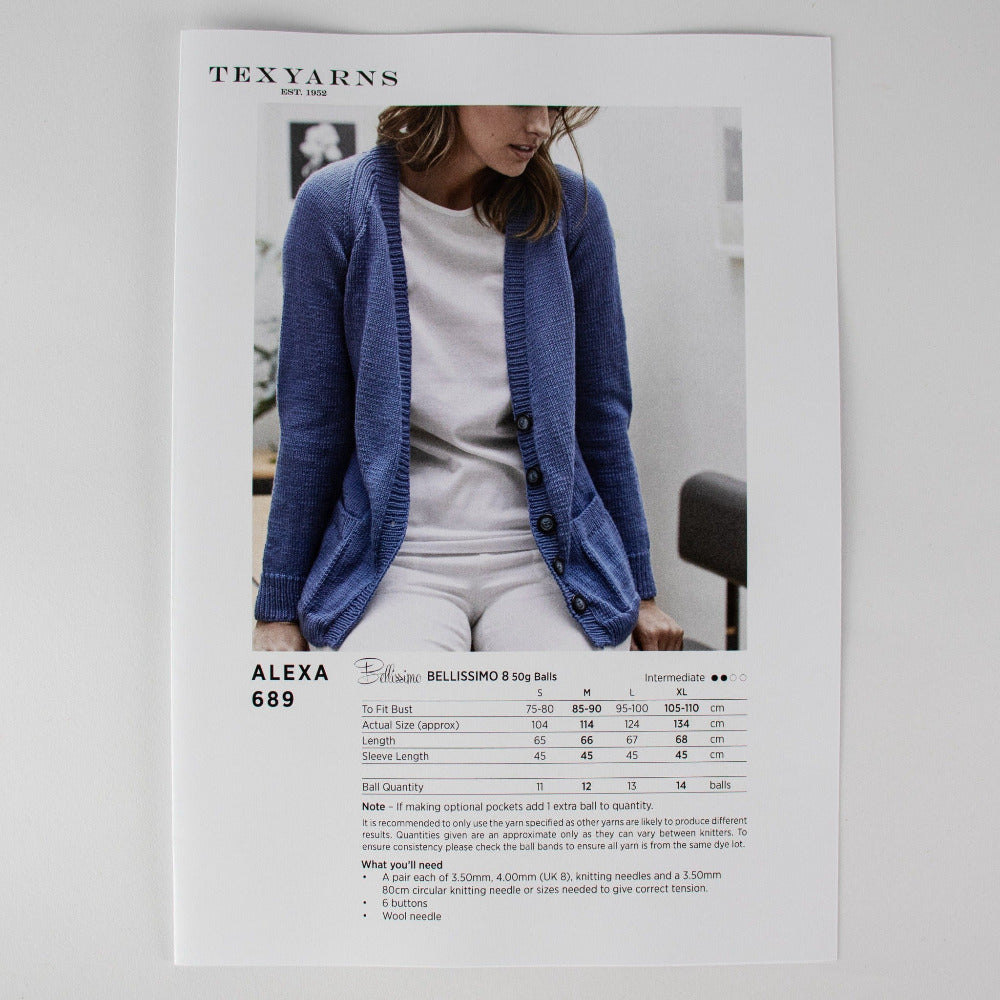 TX689 Texyarns Alexa Adult Women's Cardigan Knitting Pattern