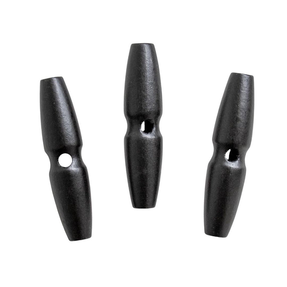 Large Black Timber Two Holed Toggle 65mm