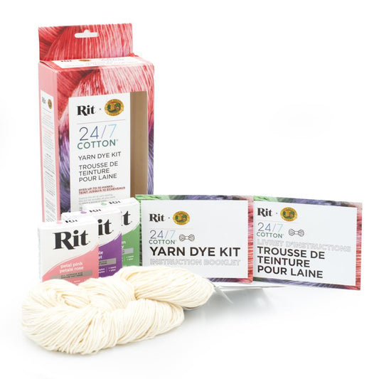 24/7 Cotton Yarn Dye Rit Kit Kelly Green, Petal Pink, Violet
