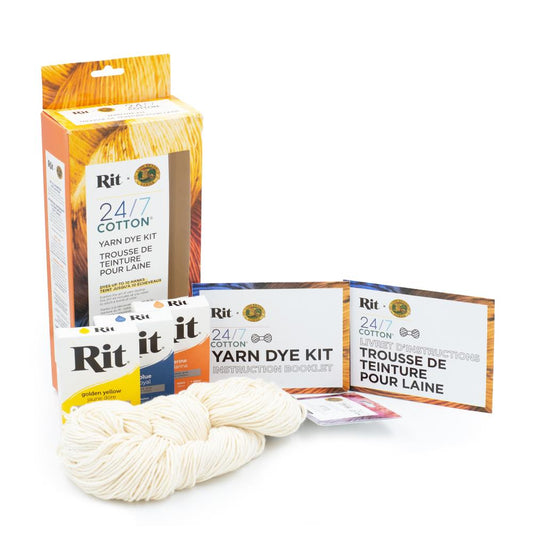 24/7 Cotton Yarn Dye Rit Kit Tangerine, Golden Yellow, Royal Blue 