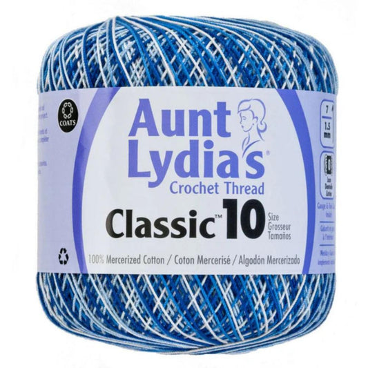 Aunt Lydia's Size 10 Crochet Cotton Shaded Blue 14