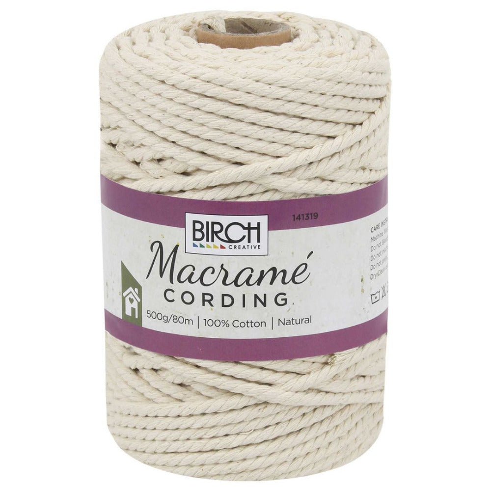Birch Macramé Natural Cotton Cord - 80m