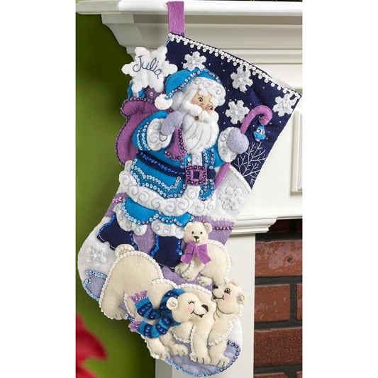 Arctic Santa Bucilla Felt Stocking Applique Kit 18"