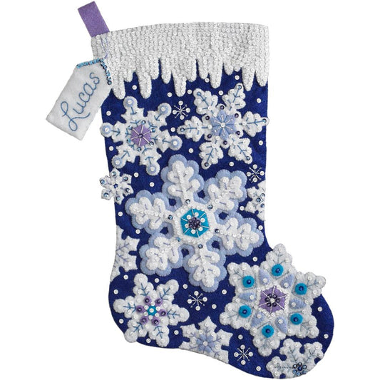 Sparkle Snowflakes Bucilla Felt Stocking Applique Kit 18"