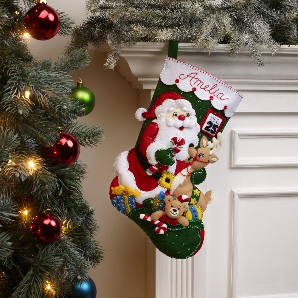 Santa and Friends Bucilla Felt Stocking Applique Kit 18"