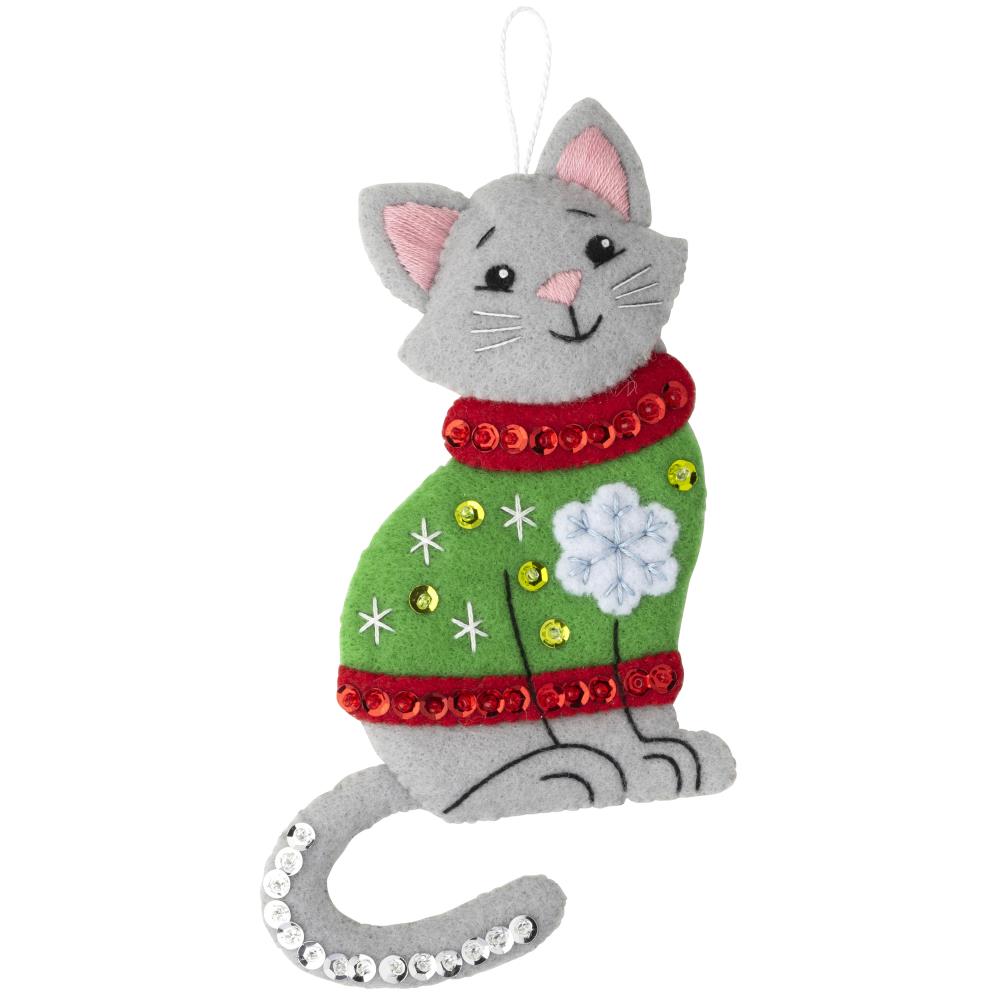 Cats In Ugly Sweaters Bucilla Felt Applique Ornament Kit