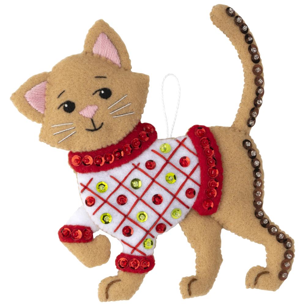 Cats In Ugly Sweaters Bucilla Felt Applique Ornament Kit